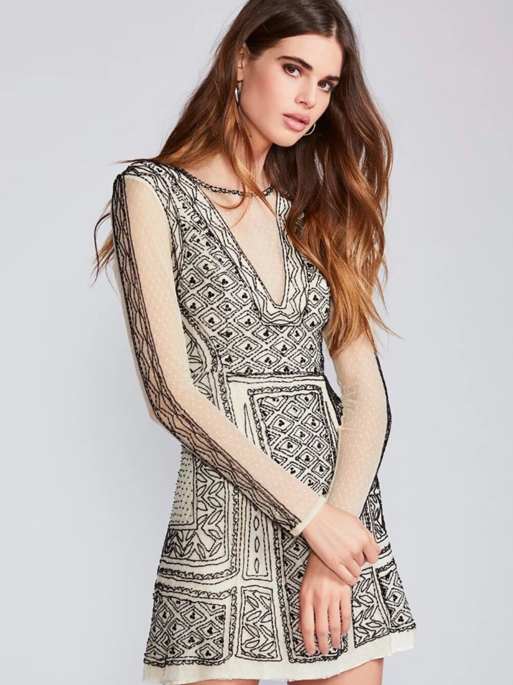 Free People Valentina Beaded Mini Dress